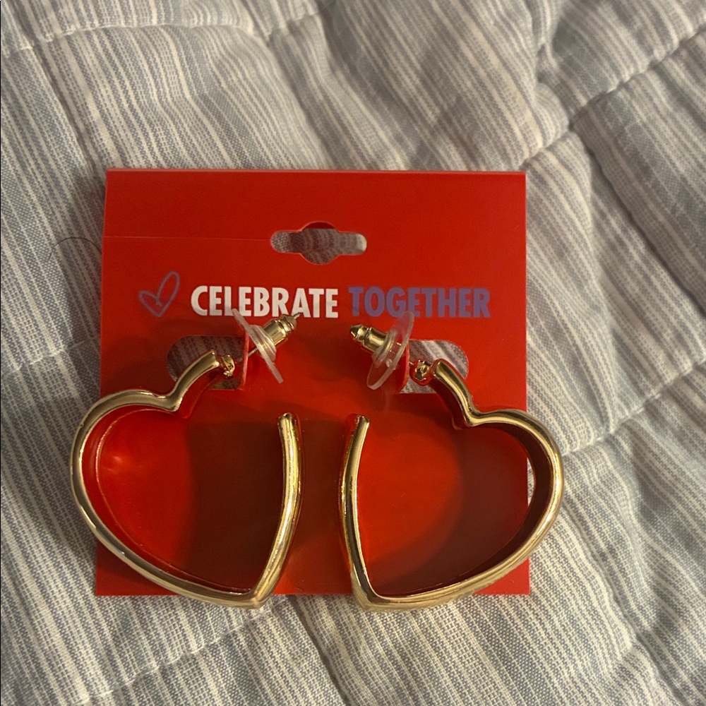 Gold Heart Hoop Earrings